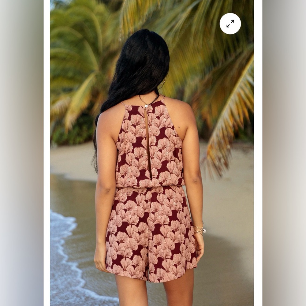 Fighting Eel Ava Sky Romper Skyler Maroon Ginkgo Jumpsuit small NWT - Picture 3 of 7